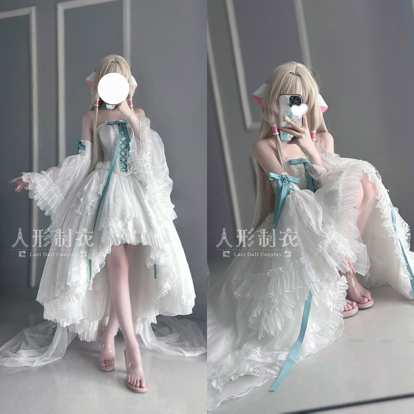 Anime Cosplay Dress - Chobits Chi Cosplay Costume White fluffy