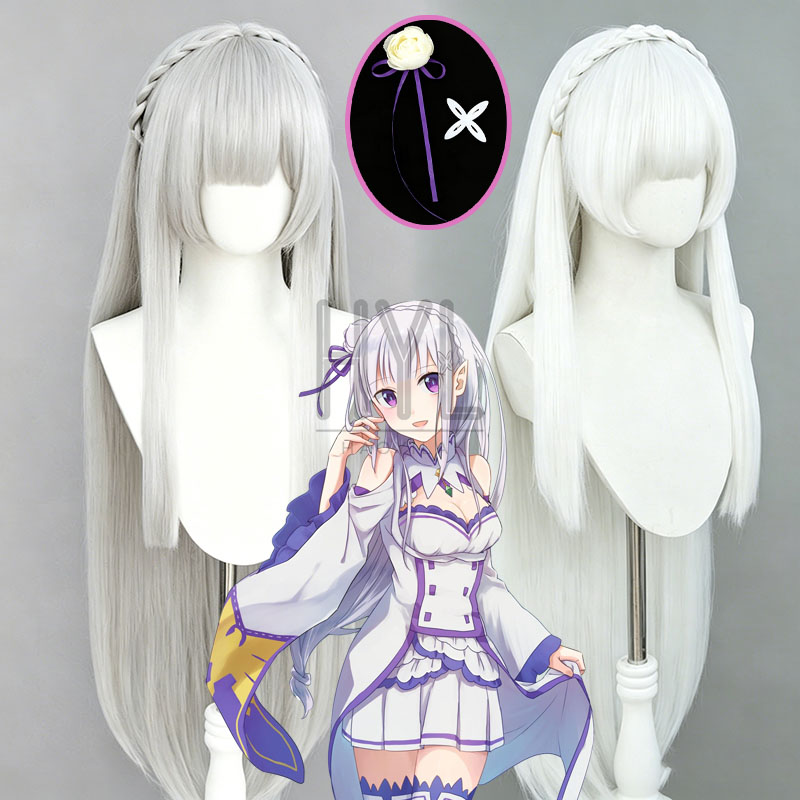 Anime Re:Zero Emilia Cosplay W - Re Zero Rem Wig 评论和价格