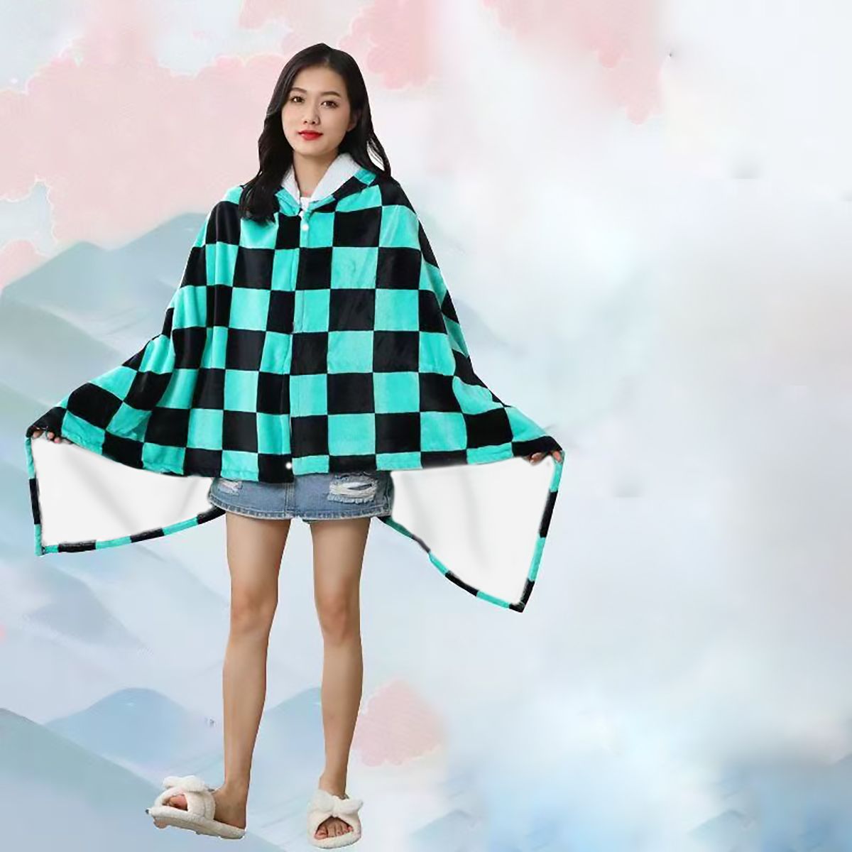 Anime Flannel Blanket Hoodie S - Cosplay Anime Zenitsu 评论和价格