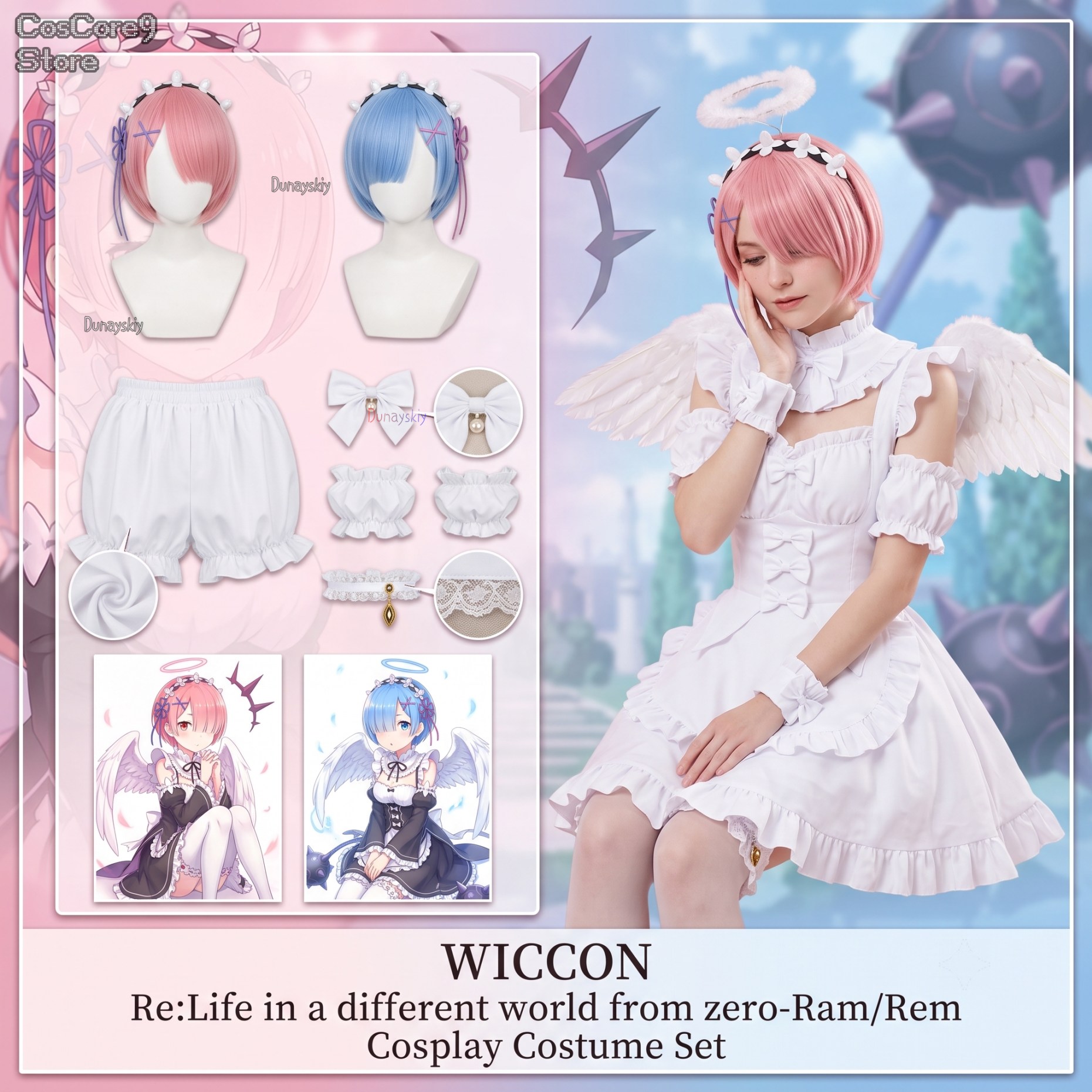 jirai kei wig Halloween Christ - Re Zero Rem Wig 评论和价格